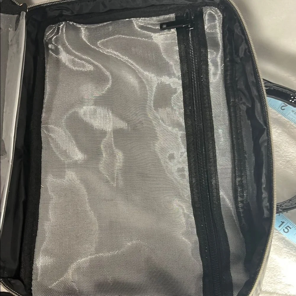 Jones New York Black Faux Patent Cosmetic Travel Bag